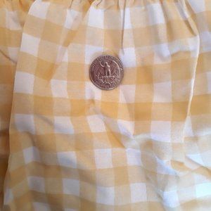 J C PENNEY King Size Bedskirt Yellow Gold Gingham Check 14" Drop